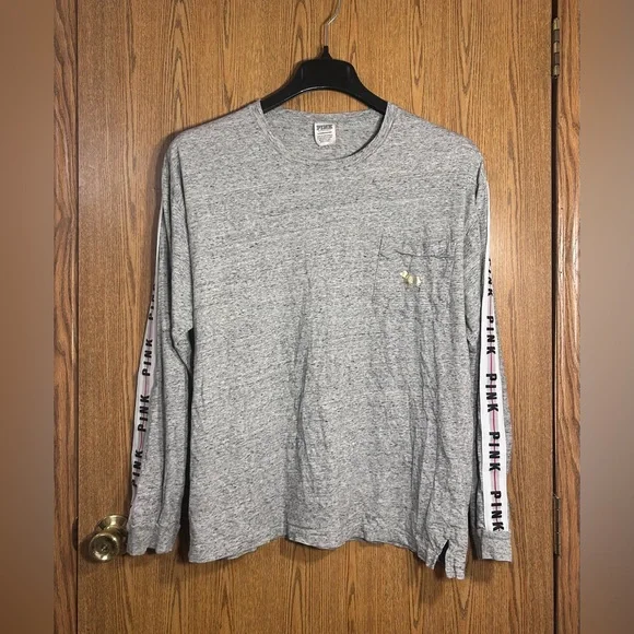 PINK Victorias Secret Gold Sequin Dog Campus Tee - Picture 2 of 4